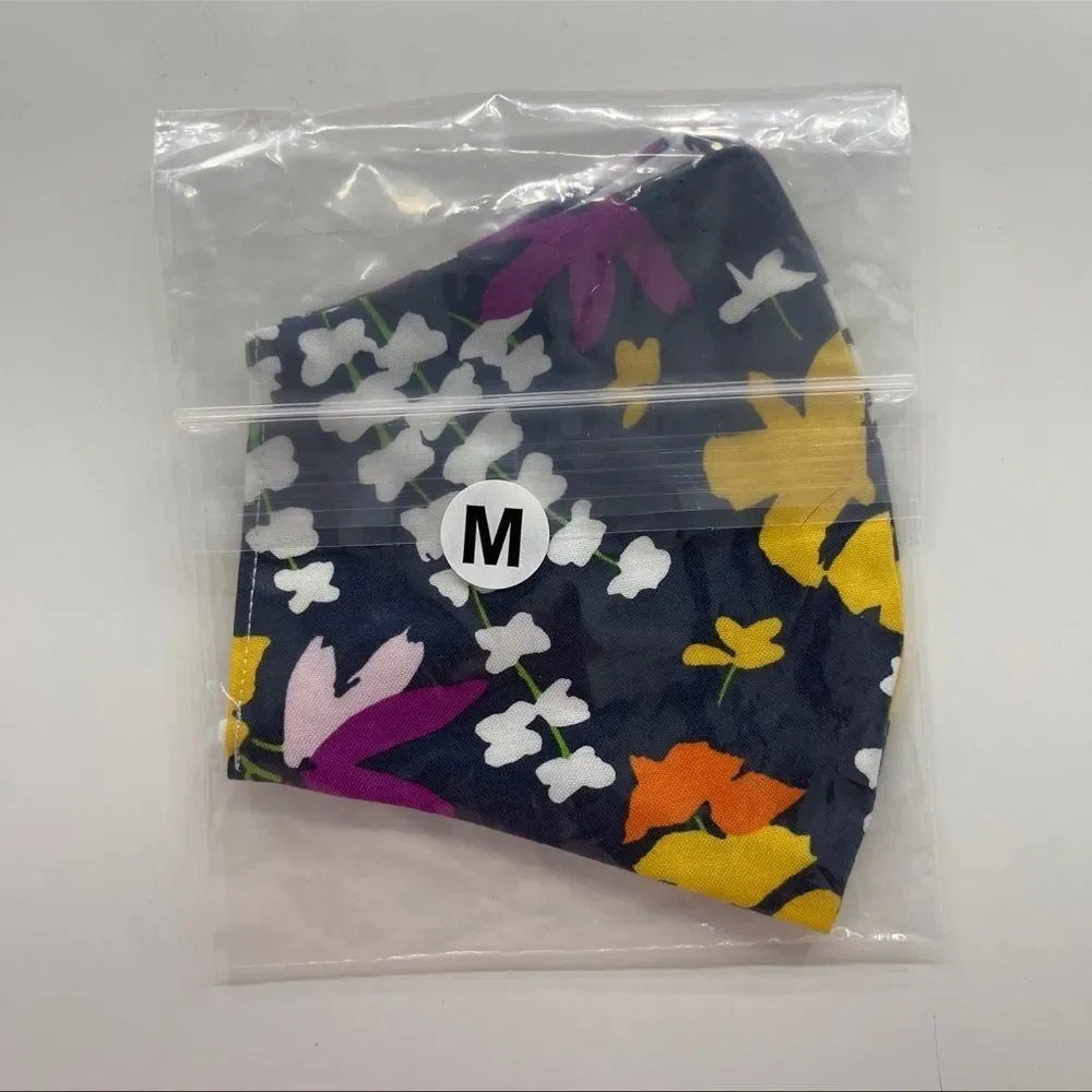 Black Multicolored Pattern Cloth Reusable Face Mask in Sealed Bag